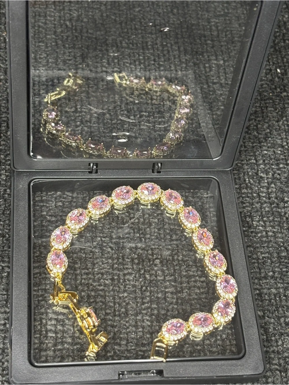 Gold Bracelet with Pink Gemstone Accents